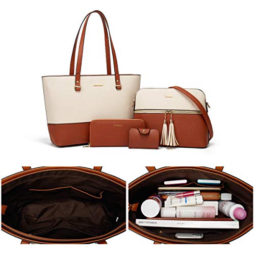 Amazon.com: Women Tote Bags Top Handle Satchel Handbags PU Faux Leather  Shoulder Bags Large Purse (Beige, 33cm*10cm*26cm) : Clothing, Shoes &  Jewelry
